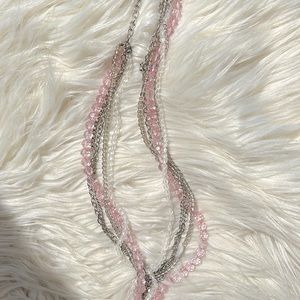 Soft Pink and Silver Layered Necklace